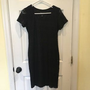Black, short sleeve, lacey dress